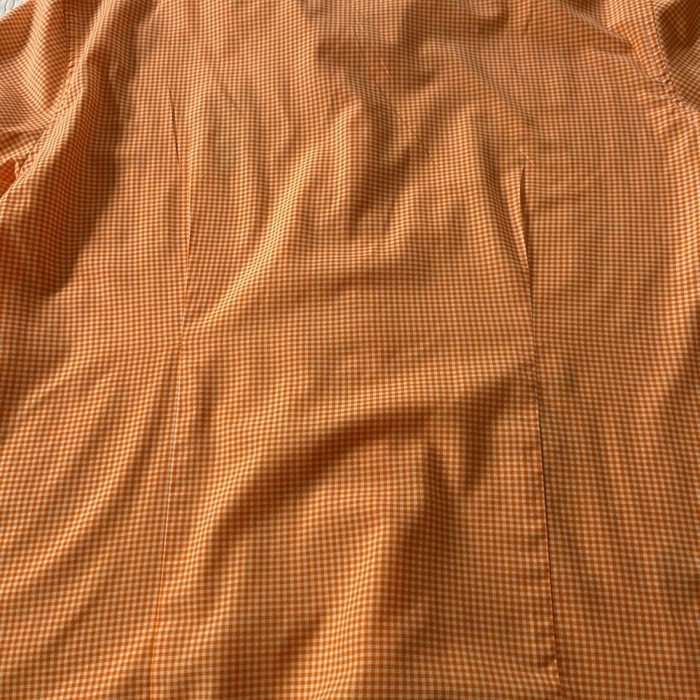Las Olas Orange and White Gingham Button Down Shirt Cottagecore Cabincore Retro - Picture 12 of 14